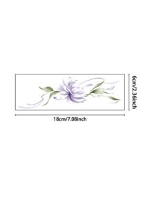 1pc Watercolor Purple Flower Collarbone Temporary Tattoo. Gradient Purple-Green Tie Dye Floral Design With Delicate Lines, Exuding A Soft, Ethereal Vibe. Suitable For Collarbone, Shoulder, Neck Areas. Boho-Chic And Gentle Aesthetic, Niche Accessory. Low-Irritation, Waterproof, Sweat-Resistant, Lasts 3-5 Days, Easy To Apply And Remove, Adds A Distinctive Touch To Vacation, Date, And Everyday Outfits. - Purple - View 5