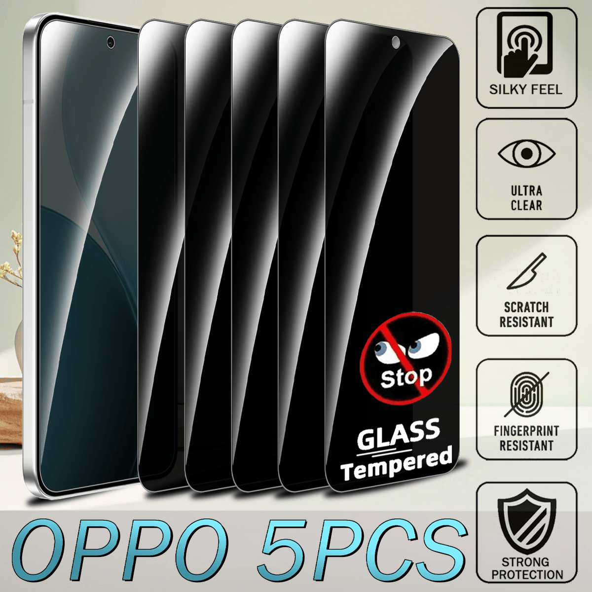 5片装手机隐私屏幕保护膜，全覆盖防偷窥钢化玻璃屏幕保护膜 - 黑色 - 查看 117