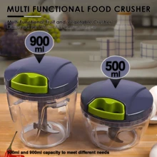 SOKANY 手动食物切碎器、香料研磨器 - 多功能蒜蓉压榨器、蔬菜切片器和绞肉器，不锈钢刀片，耐用ABS塑料容器，易于清洁。是居家切碎各种食物的理想之选。厨房必备工具，无需用电。 - 藍色 - 查看 2