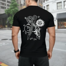 2026 New Supernaturals Printed Short Sleeved T-Shirt For Men And Women, Casual Fashion, Harajuku Hip-Hop, Y2K Short Sleeved Pullover, Summer Pure Cotton T-Shirt, Sports Shirt - 黑色 - 查看 3