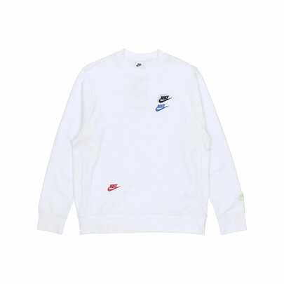  Nike Sportswear Essentials 系列 撞色Logo休閒運動圓領刺繡套頭衛衣 男款 白色