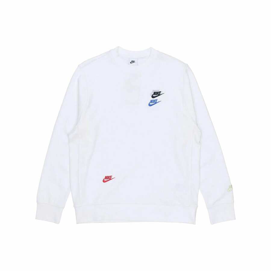 Nike Sportswear Essentials 系列 撞色Logo休閒運動圓領刺繡套頭衛衣 男款 白色 - 白色 - 查看 1
