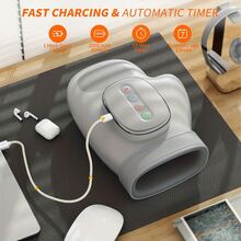 1 Portable Wireless USB Charging Smart Hand Massager, 5-Speed Intensity Massage Hand Massager With Intelligent Timing, Multi Speed Massage Mode, Multi Speed Hot Compress Mode, Ergonomic Design, Suitable For Home Office Use At Any Time, Parents' Gift - White - View 9
