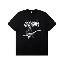 JACKSON SHARKROT Jackson Electric Guitar With Short Sleeve T-Shirt Rock Band Outfit Casual T-Shirt For Men And Women (8) - Black - View 1