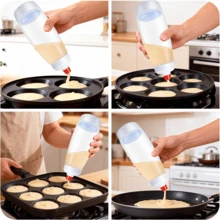 1/2pcs 1000ml/33.8oz Cake Batter Mixer - Kitchen Baking Tool, Manual Whisk Suitable For Cakes, Cookies And Baked Goods, Easy Squeeze Design, Precise Measurement, Smooth Mixing Essential | Plastic Bowl - Multicolor - View 4