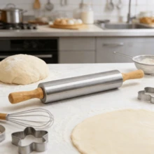 1pc Stainless Steel Rolling Pin - Heavy Duty Classic Pasta Dough Roller For Pasta, Pizza, Cookies And Pastries - Silver - View 7