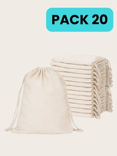 Roly Set van 20 rugzakken met trekkoord (levering binnen 48 uur) - 100% katoen, nieuwe tas met trekkoord, lichtgewicht, verstelbaar, duurzaam, casual, multifunctioneel, veelzijdig, herbruikbaar, grote capaciteit, aanpasbaar, unisex - ideaal voor evenementen, cadeaus, knutselworkshops, school en universiteit.