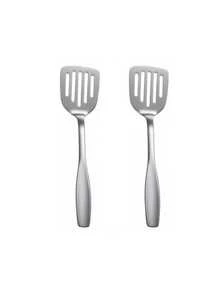 1/2pcs Stainless Steel Slotted Spatula, Suitable For Kitchen, Restaurant, Camping - Silver - View 7