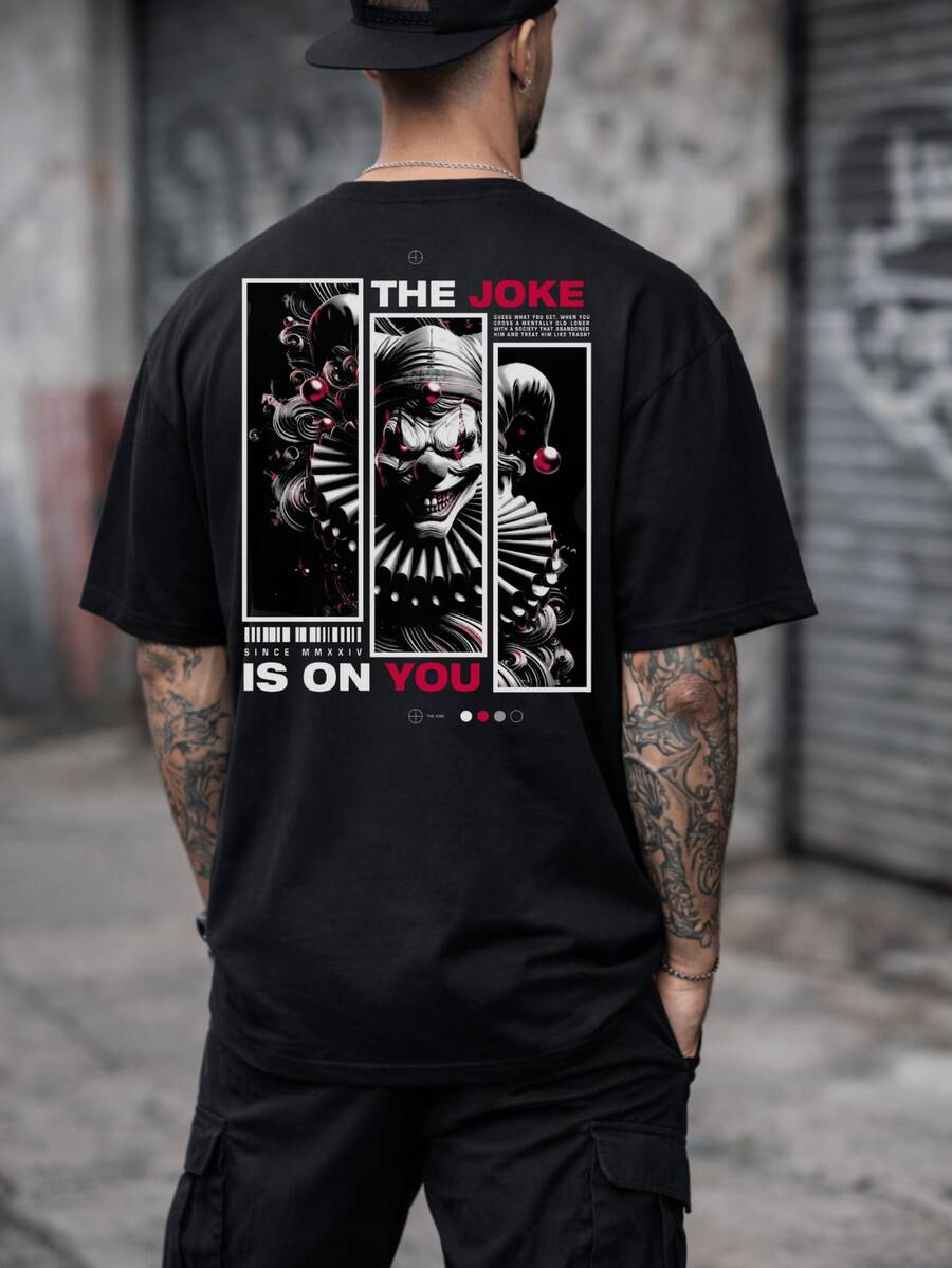 Premium Cotton Oversized Streetwear T-Shirt - The Joke - Black - View 1