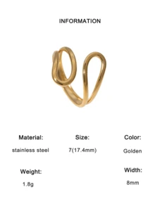 1枚时尚简约小众高端镀层不锈钢几何线条开口戒指，适合女性日常、派对和约会佩戴。 - 彩色 - 查看 8