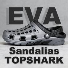 TopShark Sandalias de hombre, elegante diseño calado, ligeras y transpirables, suaves y duraderas, adecuadas para varios atuendos, perfectas para descansar en casa o salir. - Gris - Ver 2