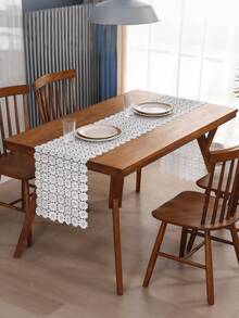 HXARTMIS 1pc Elegant Hollow Embroidered Tablecloth, White Rustic Style Table Runner, Polyester Fiber Tablecloth, Modern Centerpiece Decor, Heat-Resistant Decorative Tablecloth For Kitchen, Dining Table, Home, Party, Christmas, New Year, Valentine''s Day And Other Holiday Themes, Best Gift, Multiple Sizes Available - White - View 9