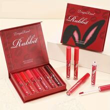 Set de 6 brillos labiales mate, resistente al agua y al sudor, antiadherente, efecto maquillaje natural de larga duración, para todo tipo de piel, para adultos, sistema de colores mixtos, caja de regalo. - 6 piezas - Ver 5