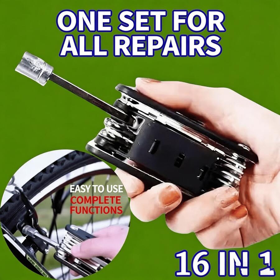 16-In-1 Bicycle Repair Tool Kit, Foldable Hex Wrench, Screwdriver Bits, Motorcycle Maintenance Tool - 16-in-1 Wrench - View 1
