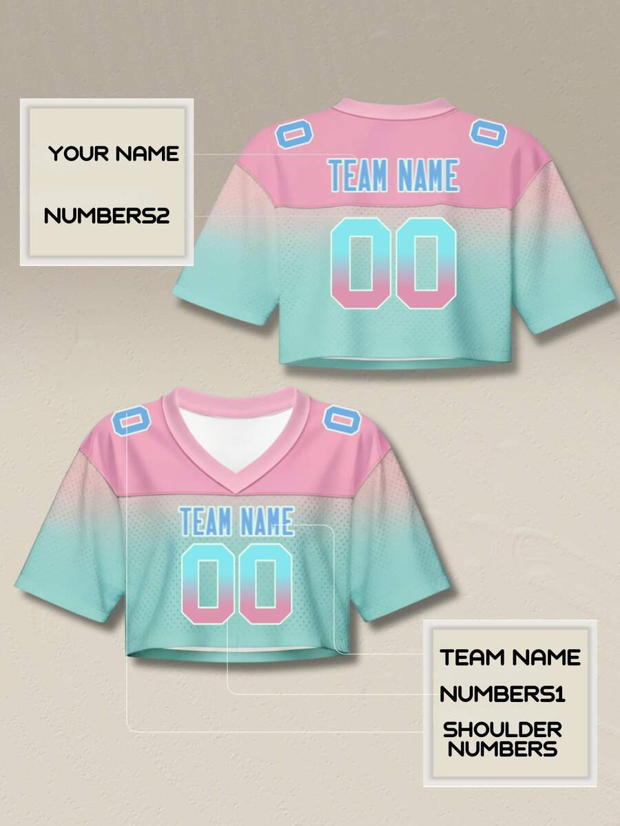 Custom Pink Football Jersey Crop Top For Women Personalized Girls City Printed Streetwear With Name Number Customized,Free Design, Fast Shipping,Drop Shoulder