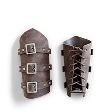 1pc Medieval Knight Prop Leather Handmade Rivet Wristband, Punk Gothic Cosplay Outfit Accessory (Order 2pcs For A Pair) Halloween - Black - View 2