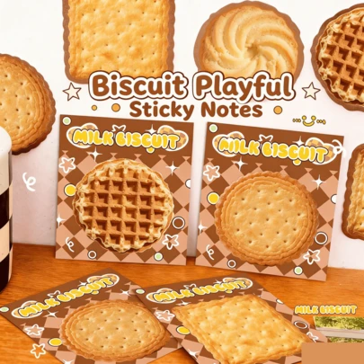 4 pièces Notes adhésives jouets alimentaires réalistes, bloc-notes mémo étudiant créatif avec adhésif puissant, forme de biscuit unique