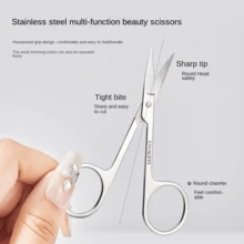 Rounded Tip Nose Hair Scissors, Eyelash Scissors, Eyebrow Trimmer, Stainless Steel Pointed Tip False Eyelash Makeup Scissors, Sewing Scissors For Home Use - Multicolor - View 7