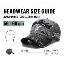 1Pc Vintage Distressed Washed Cotton 3D Bull Skull Letter Embroidery Baseball Cap Hats For Men Outdoor Street Daily Wear ﻿ - A - View 7