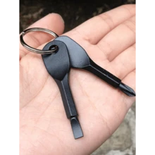 2 Portable Screwdriver And Slotted Screwdriver Keyring Set - Camping Accessories Versatile Mini Pocket Repair Tool Gadget Car Accessories Bag Charm School Cute Goth Y2k Christmas Gift Ideas Bag Lanyards With Id Holder Car Accessories Bag Charms - màu đen - Xem 8