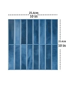 2D平面非3D自粘海军蓝锯齿纹浴室厨房墙砖 - 10/30片装（尺寸：10英寸*10英寸），防水、防油、防溅。适用于厨房、浴室、出租房装修、卫生间及其他室内空间墙面装饰。 - 藍色 - 查看 3