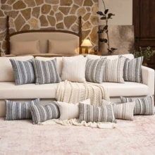 1 buc. Față de pernă pătrată cu textură bouclée decorativă de lux, potrivită pentru canapea, living, dormitor, casă la țară, poate fi folosită și ca și cadou, fără inserție de pernă - Albastru-Bej - Vizualizare 6