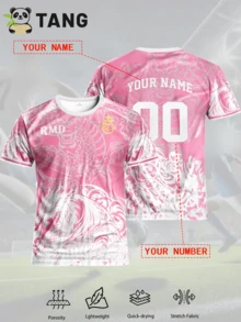 Customized La Liga Men's Football Jersey, Comfortable Round Neck Sports Sweatshirt, Suitable For Football Training, Casual Wear, And Gift - Pink - View 2