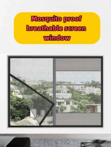 1 Peça Tela de Janela, Tela Mosquiteira Autoadesiva Sem Furos, Fácil Instalação, Malha Respirável Evita Mosquitos, Adequada para Quarto, Sala de Estar, Banheiro - Malha branca com borda preta - Visão 5
