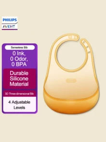 Philips Avent Yếm ăn cho bé bằng silicon - Nhẹ, thiết kế khóa cài, họa tiết dễ thương cho bé trai và bé gái, lý tưởng cho việc cho ăn, bền và dễ vệ sinh, phụ kiện cho ăn. - Nhiều màu - Xem 3