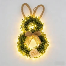 1pc There Is A Rabit Wreath With 20 Headlamp Strings And An Easterwreath Hanging At The Entrance, Lving Room, And Garden,Creating A More Atmospherit Atmosphere Using 2*AA Batenes - Multicolor - View 3