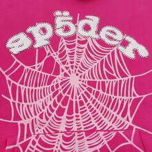 SP5DER Hoodie Cobweb Pattern Spider Worldwide Tracksuit Unisex Sweatshirt Men Women Graphic Outwear, Tracksuit Pullover Sweatshirt For Women Men Matching Hoodies For Couples - Rose red/hoodie - 查看 2