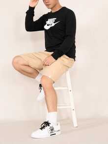 Nike Crew Neck Solid Color Warm Long-Sleeve Sweatshirt For Men, Black - Black - View 8