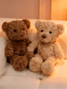 泰迪熊毛绒玩具，棕白相间卷毛绒，温暖舒适，可爱柔软，是送给儿童、男孩、女孩和成人的理想礼物，适合生日、复活节、春夏季节等各种场合。 - 彩色 - 查看 1