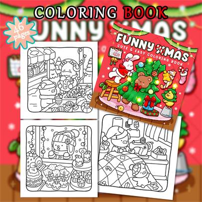 Cute Holiday Coloring Book, Soft Animal Decorative Scene Illustrations, Thick Non-Transparent Paper, Vivid Details Easy To Color, Suitable For Various Art Materials, Uses Include Stress Relief Coloring, Journaling Decoration, Adult Leisure And Children's Fun Creation, Suitable For Home Relaxation And Parent-Child Interaction, Adorable And Simple Holiday Themed Coloring Book, Parent-Child Painting Book, Clear Lines, Recommended To Use With Drawing Pad, Back To School Season, Learning Supplies, Painting, Graduation Birthday Gifts