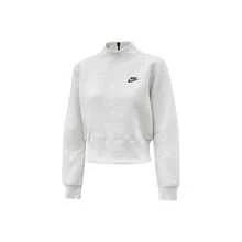 Nike Logo Letter Knit Pullover Sweatshirt, Long-Sleeved, Solid Color, Stand Collar, Warm, Light Gray. - Light Grey - View 12