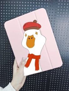 鸭子图案保护套，兼容 iPad 10.2 英寸、iPad (A16) 11 英寸第 11 代（2025 年）、iPad 第 9/10 代、iPad Air 第 4 代 10.9 英寸、Galaxy Tab S6 Lite 10.4 英寸、防摔、带笔槽、支持睡眠/唤醒功能，浪漫礼物。 - 粉色 - 查看 1