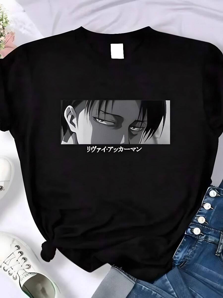 1Japanese Anime Attacks Ons Titans Graphic Print T Shirt Men Casual Fashion Short Sleeve Plus Size T Shirt Men 62449 - màu đen - Xem 1