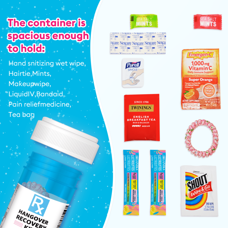LOVEVOYAGE Bachelor Party Favors - Blue Empty Pill Bottles For DIY Hangover Kit Supplies, Funny Rx Style Containers For 21st Birthday, Nurse Party Favors, Groomsmen Gifts & Wedding Guest Bags - 12Pcs - 查看 2