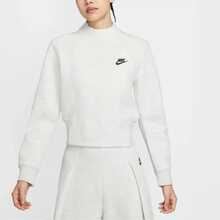 Nike Logo Letter Knit Pullover Sweatshirt, Long-Sleeved, Solid Color, Stand Collar, Warm, Light Gray. - Light Grey - View 3