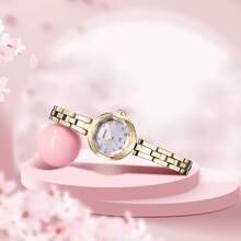 Orient 女士奢华玫瑰金手镯腕表，优雅水晶表盘石英腕表，珠宝礼品 - 白色 - 查看 3