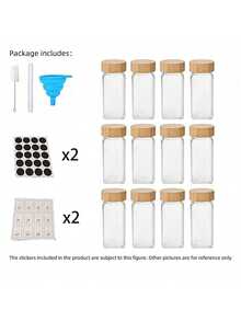 120ml/4oz Square Glass Spice Jar With Bamboo/Wooden Lid, Suitable For Kitchen Seasoning, Also An Ideal Christmas Gift. Home Decor New Year Present. - Clear - View 10