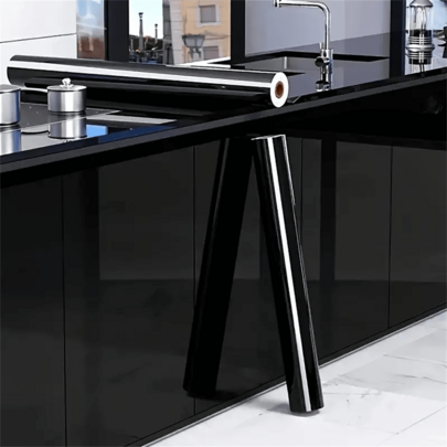 1 Roll Vinyl Black Solid Color Wallpaper, Pearlescent Shiny, Removable, Easy To Stick And Tear, Suitable For Room Decoration, Bedroom, TV Background, Desktop And Cabinet Renovation, DIY Wall Paper, 40CM*100CM/300CM/500CM