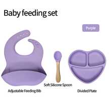 Bộ 8 món đĩa ăn silicone cho bé | 6 màu sắc thiết yếu cho trẻ tập ăn dặm | Đĩa chia ngăn hình trái tim chống đổ & bát ăn cho bé | Thìa và nĩa silicone mềm | Yếm chống tràn | Cốc tập uống 150ml hai tay cầm | Phát triển kỹ năng tự ăn cho trẻ | Phù hợp cho bé từ 6 tháng tuổi trở lên | Quà tặng lý tưởng cho Ngày Quốc tế Thiếu nhi và Ngày của Cha - Nhiều màu - Xem 29