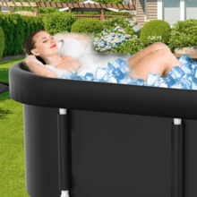 Oval Foldable Ice Bath Tub For Athletes: Portable Tub For Home Gym & Outdoor Training - Black - View 4