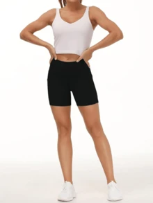 EBIOSVE 3 Pack Women's High Waist Biker Shorts 3" - Squat Proof Yoga Running Gym Shorts With Pockets - 3pcs(Mixed Color) - 查看 5