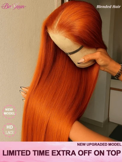 Brazilian Virgin Hair 13x4 HD Transparent Lace Front Bob Wig Human Frontal Hair 200% Density Straight Pre Plucked With Baby Hair Wigs Glueless Human Blended Hair Wigs Natural Hairline For Women #350 Ginger Orange