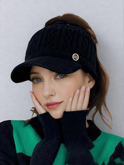 قبعة محبوكة للذيل (مقاس واحد يناسب الجميع) | قبعة محبوكة ملفوفة دافئة، قماش محبوك ناعم بألوان متعددة، مناسبة للذيل في الرحلات اليومية والملابس الشتوية الكاجوال