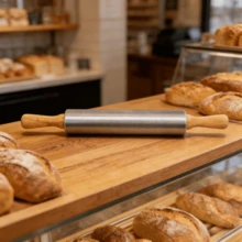 1pc Stainless Steel Rolling Pin - Heavy Duty Classic Pasta Dough Roller For Pasta, Pizza, Cookies And Pastries - Silver - View 2