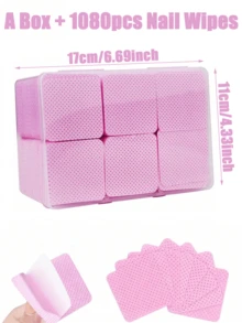 1080/400/200 miếng bông tẩy sơn móng tay chuyên nghiệp không mùi, không xơ, khăn lau gel UV, dụng cụ làm sạch trước và sau khi làm móng (Màu hồng) - hồng - Xem 10