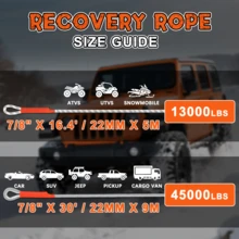 Outdoor Rescue Towing Rope - Including Steel Hook+Reflective+Storage Bag - Thick And Thick Towing Rope - Suitable For Use In Cars And Trucks - Suitable For Various Scenarios Such As Towing And Rescuing Vehicles When They Break Down, Towing, Etc - 30英尺加粗款 - 查看 2